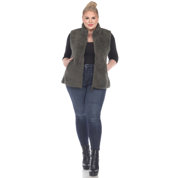 Plus Size Zip up sherpa vest - Picture 4 of 5
